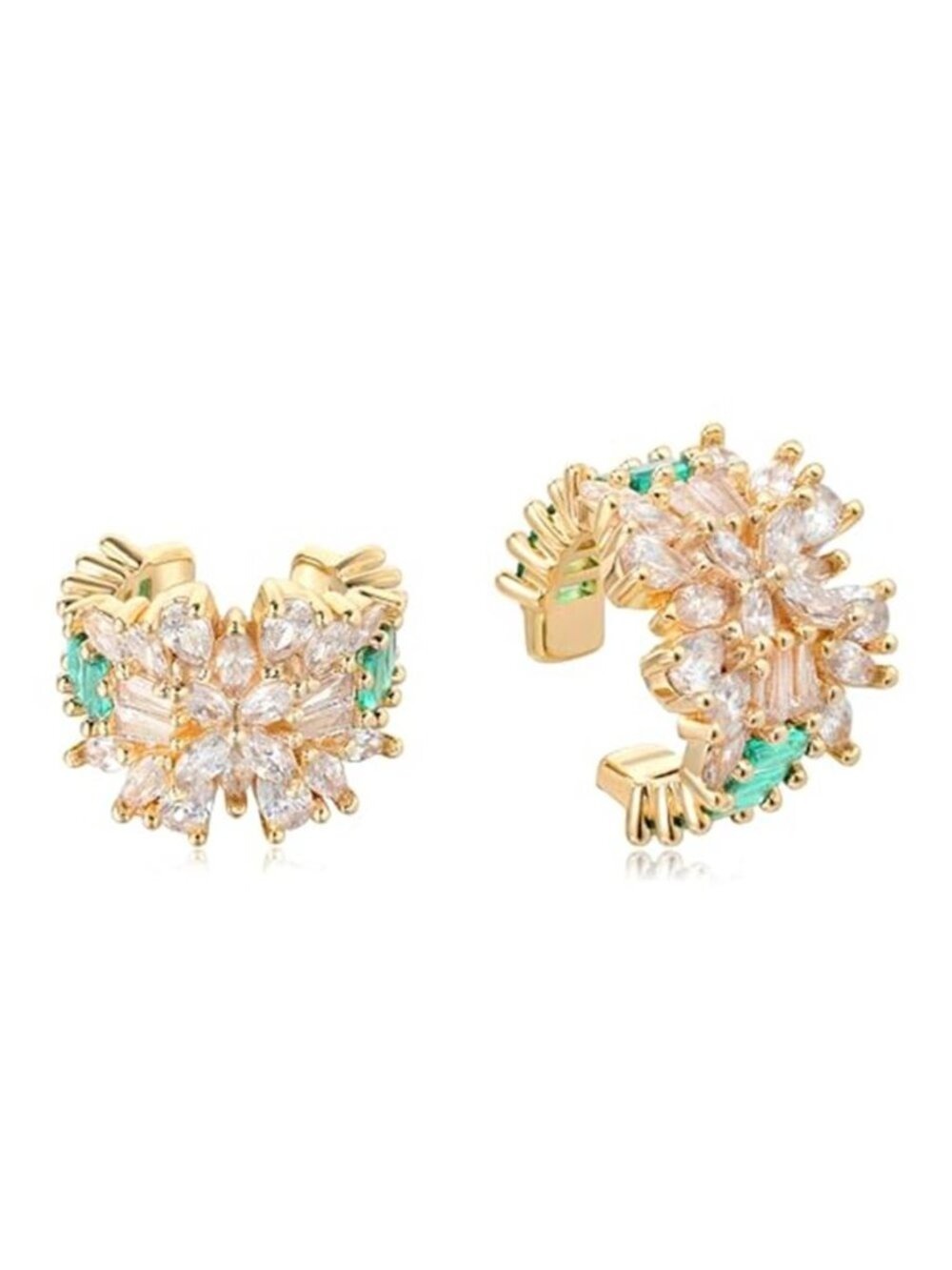 14K Gold Plated CZ Ear Cuff Clip-On No Piercing